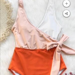 Cupshe orange and white bowknot one-piece